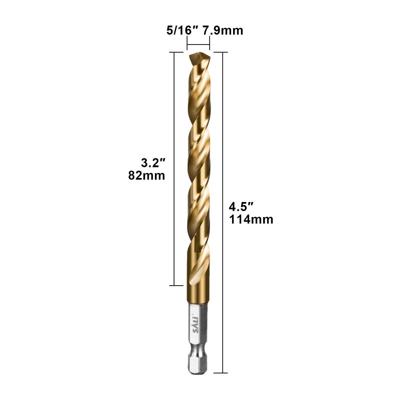 SALI Cobalt Drill Bit Set,5 Pack 5/16 Inch High Speed Steel Hex Shank Jobber Drill Bits, for Hardwood, Aluminum,Metal,Copper,Alloyed Steel - Image 2